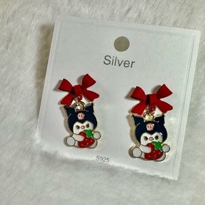 Sanrio kuromi silver post earrings with strawberry